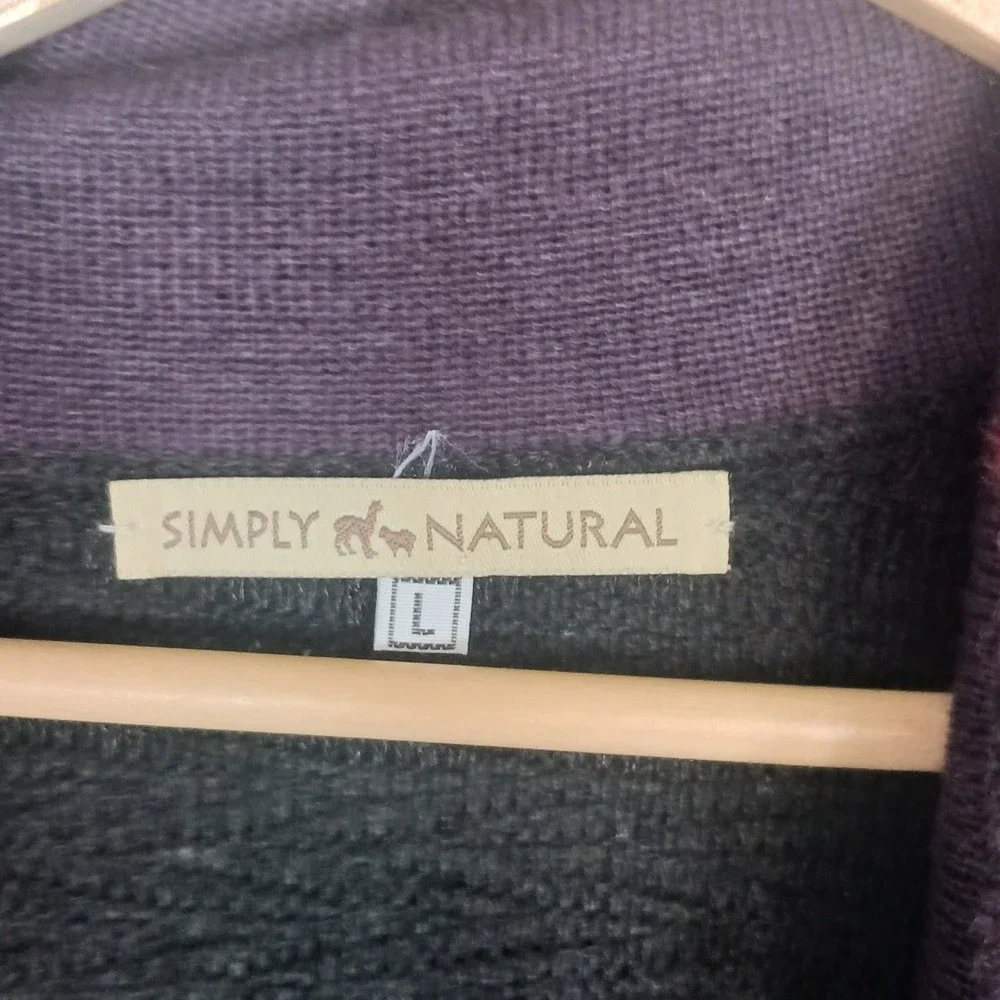 Simply Natural Alpaca Blend Embroidered Cardigan Women's L Asymmetrical Peru